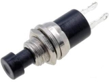 Tlačítko černé spínací OFF-(ON) 250V 1A pr.9.5mm 