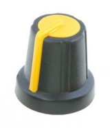 Knoflík hřídel 6mm výška 16x16mm černo-žlutý                                   