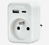 Průběžná zásuvka + 1xUSB/1xUSB-C PD bílá  