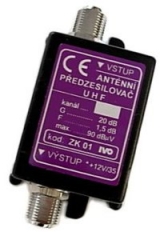 ZK01-X.S předzes.UHF 54.k.  2xF" G=20dB 12V 35mA   75/75R   